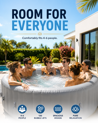 Inflatable Hot Tub Spa – 4–6 People, 130 Bubble Jets