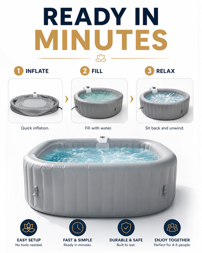 Inflatable Hot Tub Spa – 4–6 People, 130 Bubble Jets